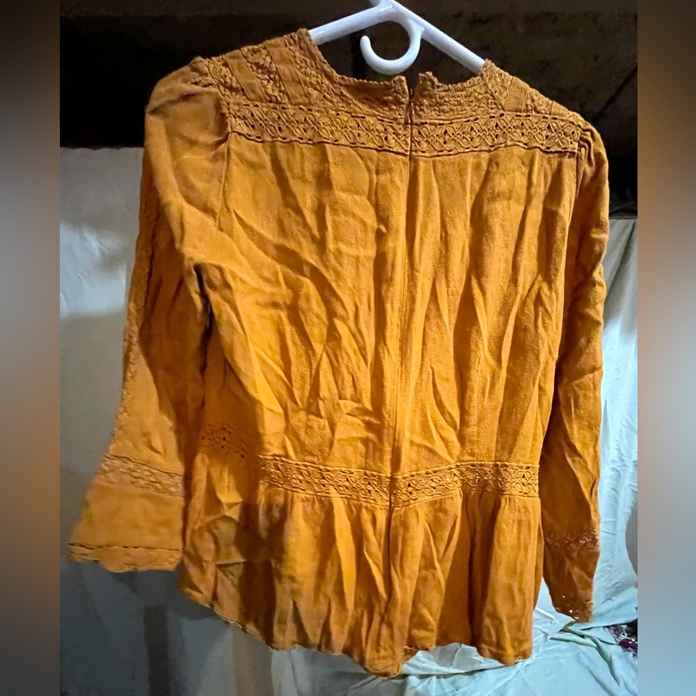 Gold/orange Eyelet Blouse